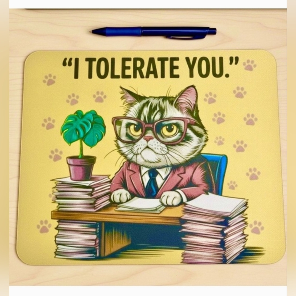 NWT Cat Office Humor Mouse Pad - Yellow
